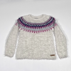 TALLE 12 AÑOS - SWEATER PELITO BLANCO GUARDA ROSA AZUL - MIMO