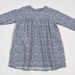 TALLE 2 ( 18/24 MESES ) - VESTIDO M/LARGA BLANCO FLORCITAS CELESTE ROSA - CHEEKY - comprar online