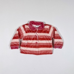 TALLE L ( 9/12 MESES ) - CAMPERA PLUSH ABRIGO RAYAS ROSAS C/BUFANDA - CHEEKY - comprar online