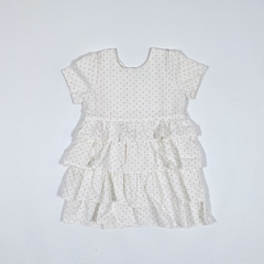 TALLE 18 MESES - VESTIDO M/CORTA CRUDO PINTITAS Y VOLADOS C/BOMBACHA - BABYCOTTONS - comprar online