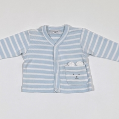 TALLE 3 MESES - CAMPERA ALGODÓN LIVIANO CELESTE RAYAS BLANCAS - PIOPPA - comprar online