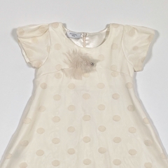 TALLE 18 MESES - VESTIDO M/CORTA TUL ELASTIZADO CRUDO LUNARES PLUMA - PIOPPA