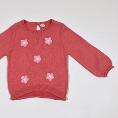 TALLE 24 MESES - SWEATER TEJIDO HILO ROSA FLORES - YAMP - comprar online