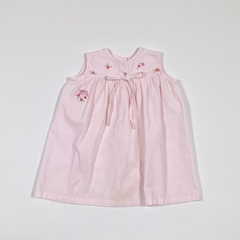 TALLE 6 MESES - VESTIDO S/MANGAS ROSA FLORES BORDADAS - GIMOS - comprar online