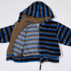 TALLE SUPER CHIQUITO - CAMPERA PLUSH RAYADA MARRON AZUL - GRISINO - comprar online