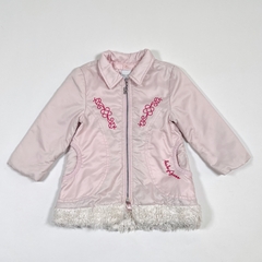 TALLE 18/24 MESES - CAMPERA ABRIGO ROSA PIEL RUEDO - GUESS