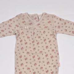 TALLE L ( 9/12 MESES ) - ENTERITO LARGO TELA TRAMADA ROSA FLORCITAS - CHEEKY - comprar online