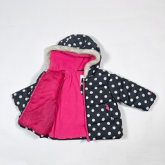 TALLE 12 MESES - CAMPERA ABRIGO NEGRA LUNARES FORRADA EN POLAR FUCSIA - CARTERS - comprar online