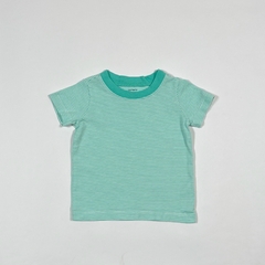 TALLE 9 MESES - REMERA M/CORTA BLANCA RAYAS VERDE AGUA - CARTERS