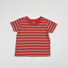 TALLE 9 MESES - REMERA M/CORTA ROJA RAYAS GRISES - CARTERS