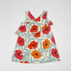 TALLE 5 AÑOS - VESTIDO S/MANGA TELA TRAMADA CRUDO VOLADO PECHO FLORES - ZARA - comprar online