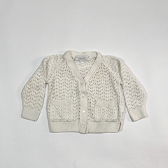 TALLE 9 MESES - CAMPERA TEJIDA CALADA BLANCA - BABY COTTONS