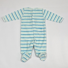 TALLE 6 MESES - ENTERITO PLUSH RAYADO AZUL VERDE - OLD BUNCH - comprar online