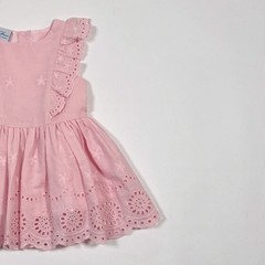 TALLE 9/12 MESES - VESTIDO S/MANGA ROSA BORDADO - BROER - comprar online