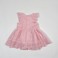 TALLE 9/12 MESES - VESTIDO S/MANGA ROSA BORDADO - BROER en internet