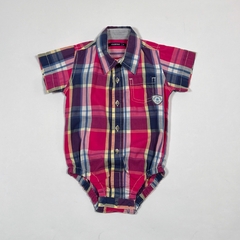 TALLE M (6 MESES ) - CAMISA BODY M/CORTA CUADROS FUCSIA AZUL - MIMO