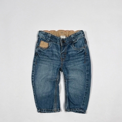 TALLE 4/6 MESES - JEAN RIGIDO AZUL GASTADO CINTURA AJUSTABLE - H&M