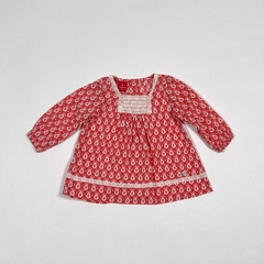 TALLE S (0/3 MESES) - CAMISOLA M/LARGA ROJA FLORES BLANCAS - MIMO