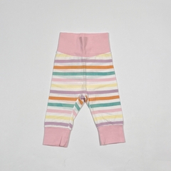 TALLE XS (1/3 MESES) - PANTALON ALGODON LIVIANO BLANCO RAYAS MULTICOLORES - CHEEKY