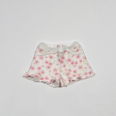 TALLE 3 MESES - SHORT ALGODON RUSTICO BLANCO FLORES - BABY COTTONS