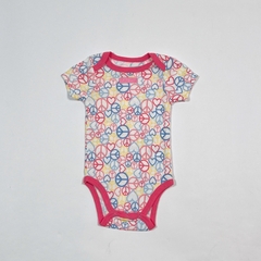 TALLE 0/3 MESES - BODY M/CORTA BLANCO SIGNO PAZ CORAZONES MULTICOLORES - CALVIN KLEIN