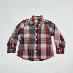 TALLE 1 - CAMISA M/LARGA CUADROS CRUDO ROJO - LA FOLIE