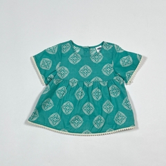TALLE 3/6 MESES - CAMISOLA M/CORTA VERDE FLORES - OLD NAVY