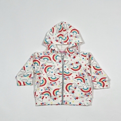 TALLE 1/3 MESES - CAMPERA ALGODON RUSTICO BLANCA ARCO IRIS - GRISINO