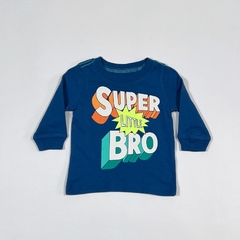 TALLE 3 MESES - REMERA M/LARGA AZUL "SUPER" - CARTERS