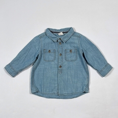 TALLE 6/9 MESES - CAMISA M/LARGA JEAN CELESTE C/PITUCONES - H&M