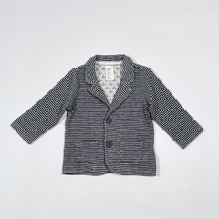 TALLE 4/6 MESES - BLAZER ALGODON TRAMADO BLANCO RAYAS AZULES FORRADO - H&M