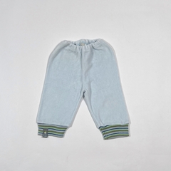 TALLE L (9 MESES) - PANTALON PLUSH CELESTE PUÑOS RAYADOS - MIMO