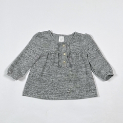 TALLE 6 MESES - REMERA M/LARGA LANILLA GRIS JAZPIADA BOTONES BRILLITO - CARTERS