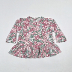 TALLE M - REMERA M/LARGA BLANCA FLORES ROSAS - LE MOUTON BEBE