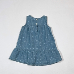 TALLE 12/18 MESES - VESTIDO S/MANGA JEAN AZUL GASTADO PINTITAS BLANCAS - GAP - comprar online