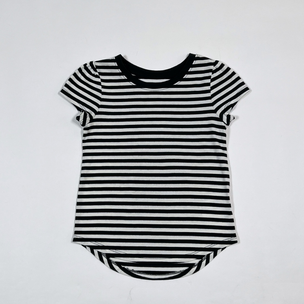 TALLE 5 ANOS REMERA M CORTA BLANCA RAYAS NEGRAS CAT JACK