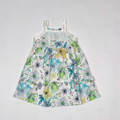 TALLE L (9 MESES) - VESTIDO S/MANGA ALGODON BLANCO FLORES - MIMO - comprar online