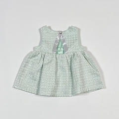 TALLE 3/6 MESES - VESTIDO S/MANGA VERDE AGUA LUNARES PLATEADOS - CAT & JACK - Fiesta Vintage