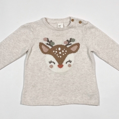 TALLE 6/9 MESES - SWEATER TEJIDO HILO BEIGE MELANGE BAMBI - H&M - comprar online