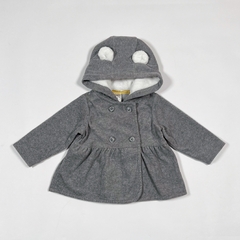 TALLE 6 MESES -CAMPERA POLAR GRIS CAPUCHA FORRADA EN PELITO - CARTERS