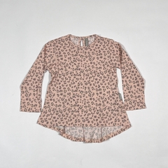 TALLE 2 - REMERA M/LARGA ROSA ANIMAL PRINT - MIMO