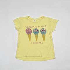 TALLE 3/4 AÑOS - REMERA M/CORTA AMARILLA HELADOS - ZARA