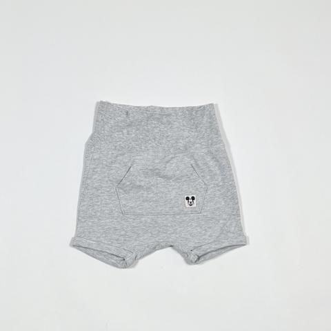 TALLE 6/9 MESES - SHORT ALGODON LIVIANO GRIS MELANGE - H&M