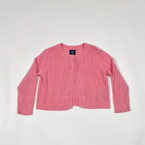 TALLE 18/24 MESES - CAMPERA TEJIDA HILO ROSA CALADA - GAP