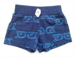 TALLE 3 MESES - SHORT ALGODON AZUL ESTAMPA LENTES CELESTES - CARTERS