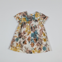 TALLE 12/18 MESES - VESTIDO M/CORTA TELA TRAMADA BLANCO FLORES - ZARA