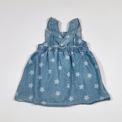 TALLE 2 AÑOS - VESTIDO S/MANGA JEAN CELESTE ESTRELLAS BLANCAS - CHEEKY - comprar online