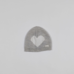 TALLE 2 - GORRO TEJIDO GRIS GLITERS CORAZON BLANCO - CHEEKY