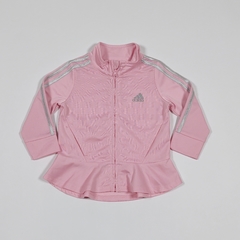 TALLE 12 MESES - CAMPERA TELA DEPORTIVA ROSA TIRAS PLATEADAS - ADIDAS