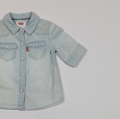 TALLE 12 MESES - CAMISA M/3/4 JEAN CELESTE BORDADA - LEVIS